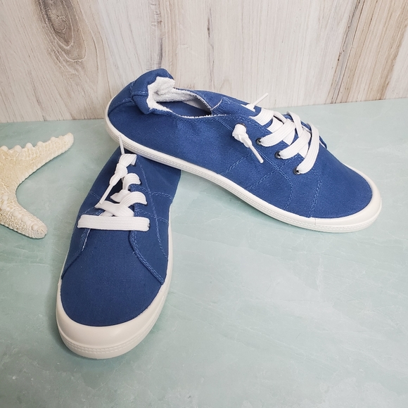 New! Blue Lave Up Sneakers - Picture 2 of 5